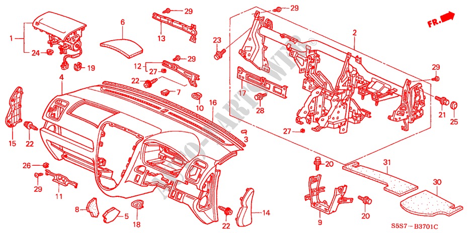INSTRUMENT PANEL (RH) for Honda CIVIC 1.4B 3 Doors 5 speed manual 2002