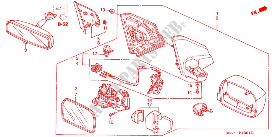 MIRROR (2) for Honda CIVIC 1.4S 3 Doors 5 speed manual 2001