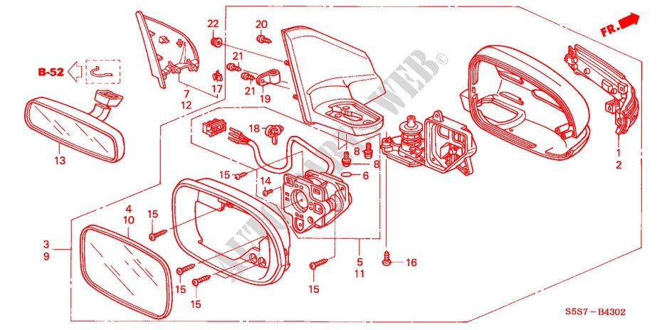 MIRROR (3) for Honda CIVIC TYPE R 3 Doors 6 speed manual 2004