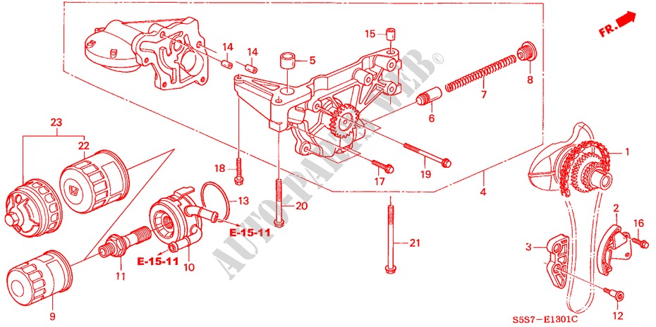 OIL PUMP/OIL STRAINER (TYPE R) for Honda CIVIC TYPE R     PREMIUM 3 Doors 6 speed manual 2004