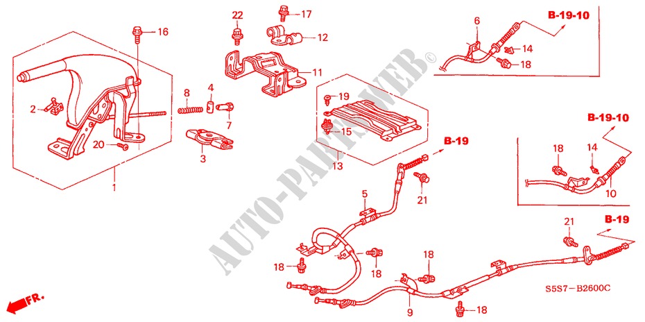PARKING BRAKE for Honda CIVIC 1.4S 3 Doors 5 speed manual 2001