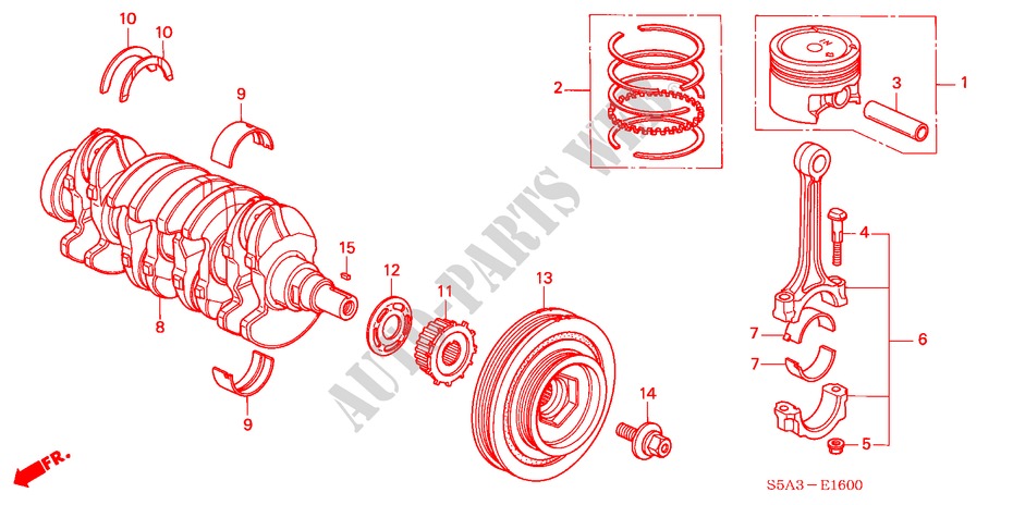 PISTON/CRANKSHAFT (1.4L/1.6L) for Honda CIVIC 1.6ES 3 Doors 5 speed manual 2002