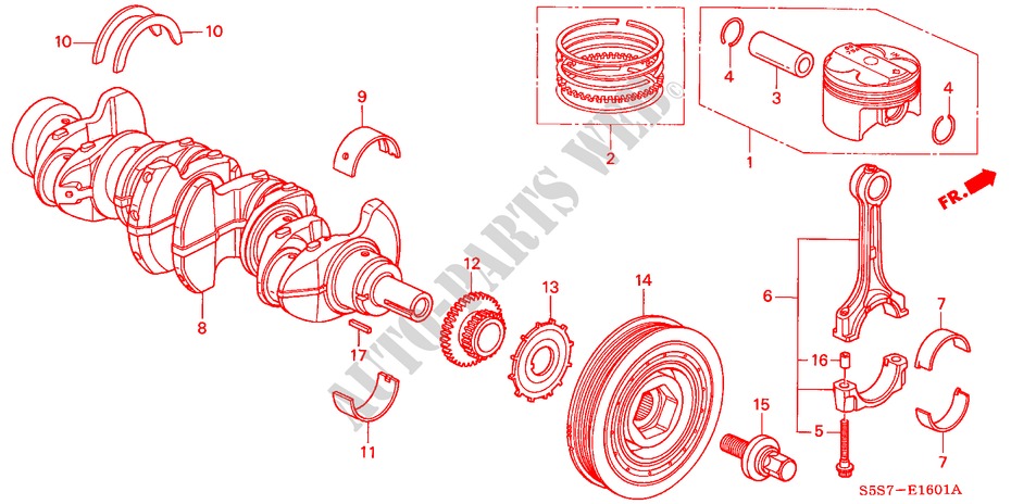 PISTON/CRANKSHAFT (TYPE R ) for Honda CIVIC TYPE R 3 Doors 6 speed manual 2001
