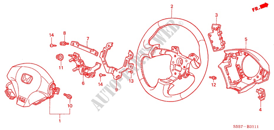 STEERING WHEEL (SRS) (2) for Honda CIVIC TYPE R 3 Doors 6 speed manual 2002