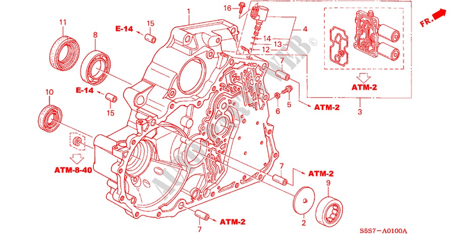 TORQUE CONVERTER CASE for Honda CIVIC 1.6ES 3 Doors 4 speed automatic 2002