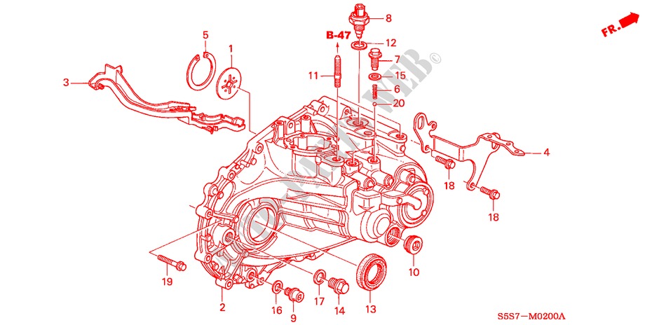TRANSMISSION CASE (5MT) for Honda CIVIC 1.4B 3 Doors 5 speed manual 2002