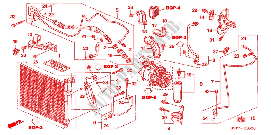 AIR CONDITIONER (HOSES/PI PES) (LH) (1.4L/1.6L) for Honda CIVIC 1.6 SPORT 3 Doors 5 speed manual 2005