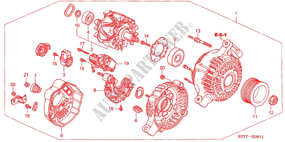 ALTERNATOR (DENSO) for Honda CIVIC TYPE R     PREMIUM 3 Doors 6 speed manual 2005