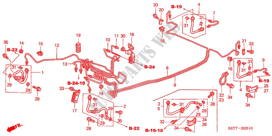 BRAKE LINES (ABS) (LH) (1) for Honda CIVIC 1.4 LS 3 Doors 5 speed manual 2005