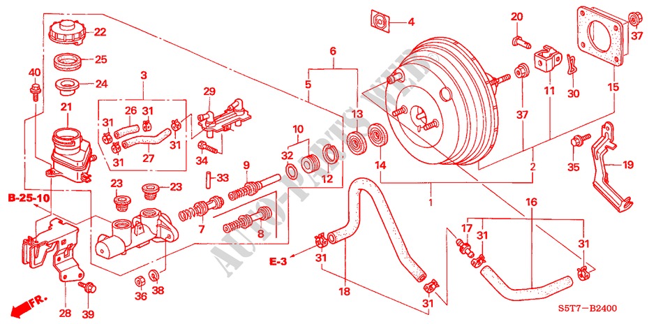 BRAKE MASTER CYLINDER/ MASTER POWER (LH) (1) for Honda CIVIC 1.6 SPORT 3 Doors 5 speed manual 2005
