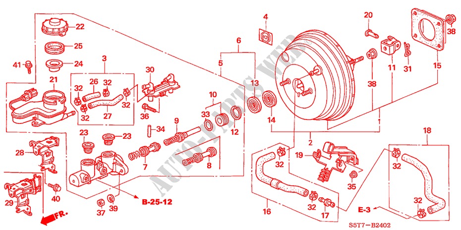 BRAKE MASTER CYLINDER/ MASTER POWER (RH) (1) for Honda CIVIC 1.6 SPORT 3 Doors 5 speed manual 2005