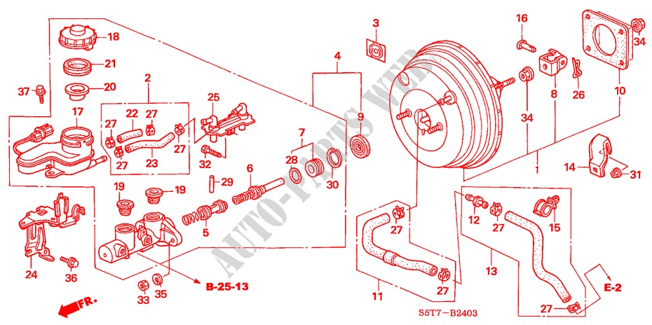 BRAKE MASTER CYLINDER/ MASTER POWER (RH) (2) for Honda CIVIC TYPE R     PREMIUM 3 Doors 6 speed manual 2005