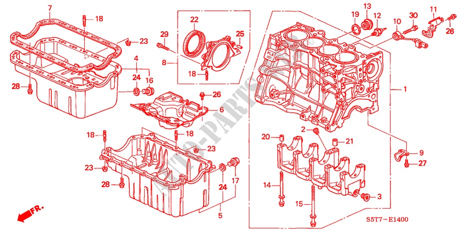 CYLINDER BLOCK/OIL PAN (1.4L/1.6L) for Honda CIVIC 1.4 LS 3 Doors 5 speed manual 2005
