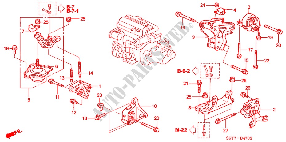 ENGINE MOUNTS (DIESEL) for Honda CIVIC 1.7 LS 3 Doors 5 speed manual 2005