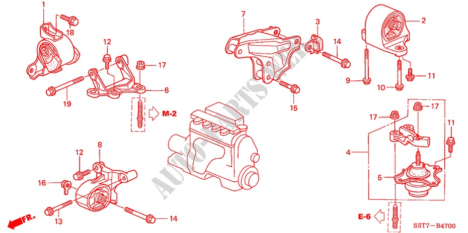 ENGINE MOUNTS (MT) (1.4L/1.6L) for Honda CIVIC 1.6 SPORT 3 Doors 5 speed manual 2005
