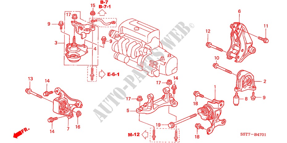 ENGINE MOUNTS (MT) (TYPE R) for Honda CIVIC TYPE R     PREMIUM 3 Doors 6 speed manual 2005