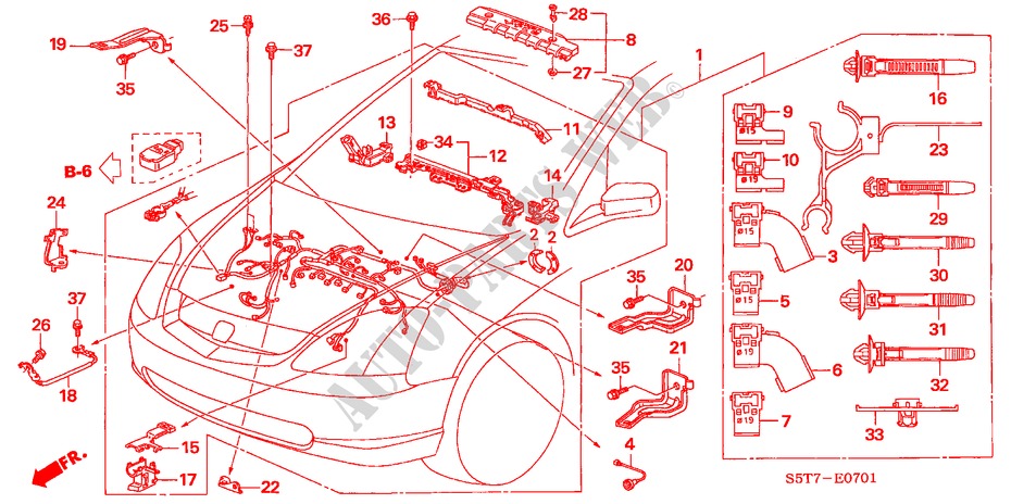 ENGINE WIRE HARNESS (1.4L/1.6L) (RH) for Honda CIVIC 1.6 SPORT 3 Doors 5 speed manual 2005