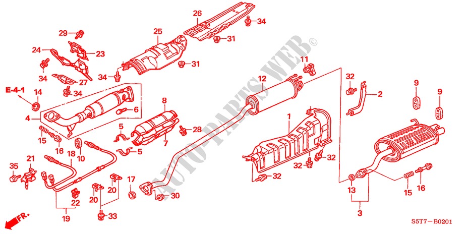 EXHAUST PIPE/SILENCER (TYPE R) for Honda CIVIC TYPE R     PREMIUM 3 Doors 6 speed manual 2005