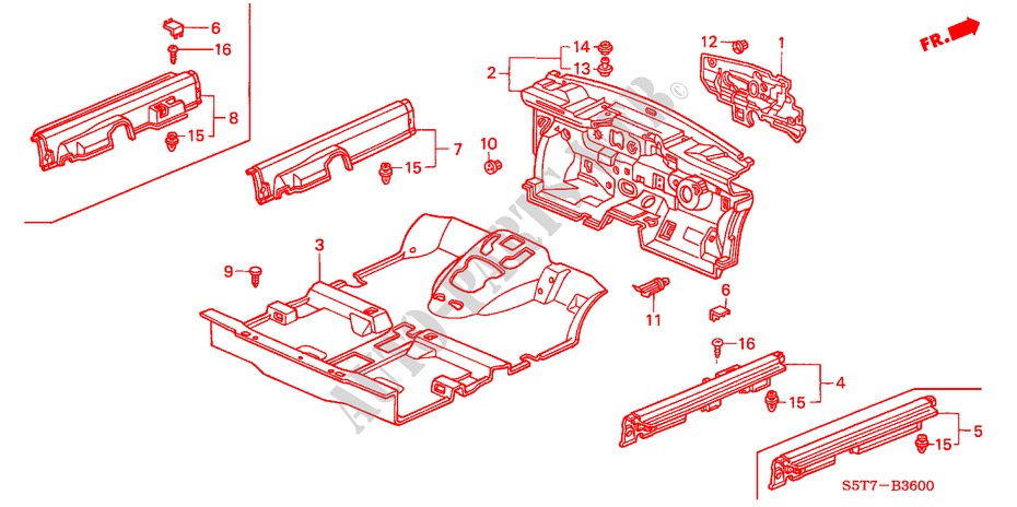 FLOOR MAT for Honda CIVIC 1.6 S 3 Doors 5 speed manual 2005