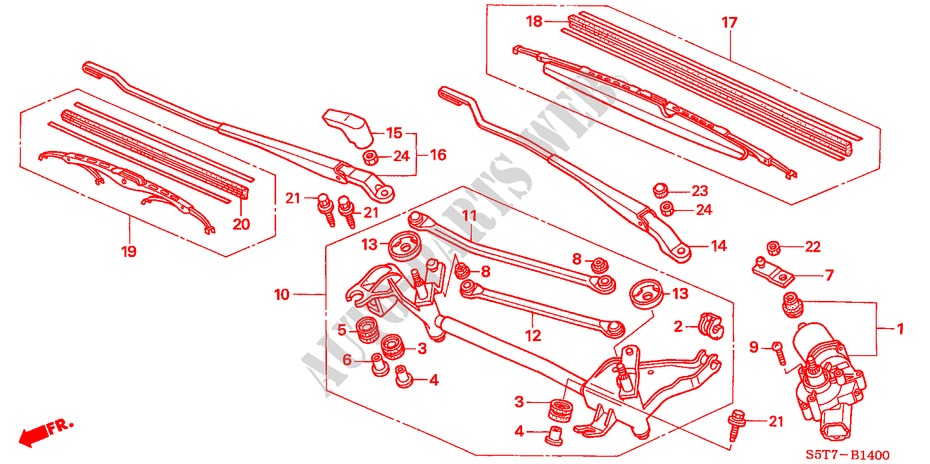 FRONT WIPER (LH) for Honda CIVIC 1.6 SPORT 3 Doors 5 speed manual 2005