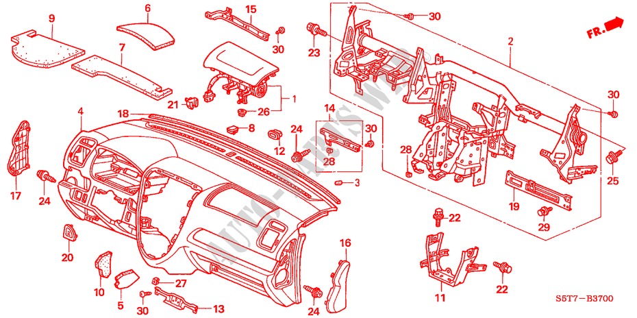 INSTRUMENT PANEL (LH) for Honda CIVIC 1.6 SPORT 3 Doors 5 speed manual 2005
