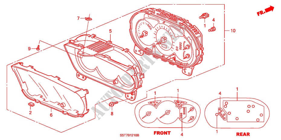 METER COMPONENTS (NS) (1) for Honda CIVIC TYPE R     PREMIUM 3 Doors 6 speed manual 2005