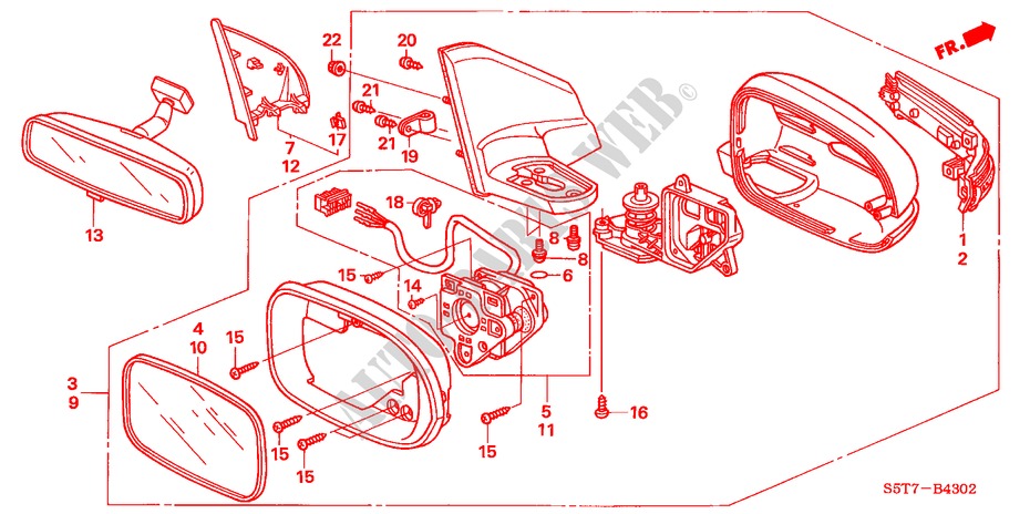 MIRROR (3) for Honda CIVIC 1.6 SPORT 3 Doors 5 speed manual 2005