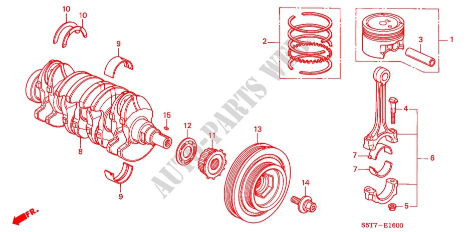 PISTON/CRANKSHAFT (1.4L/1.6L) for Honda CIVIC 1.6 SE 3 Doors 5 speed manual 2005