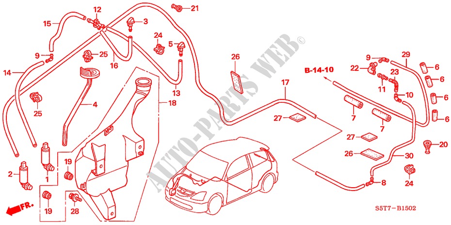 WINDSHIELD WASHER (3) for Honda CIVIC TYPE R     PREMIUM 3 Doors 6 speed manual 2005