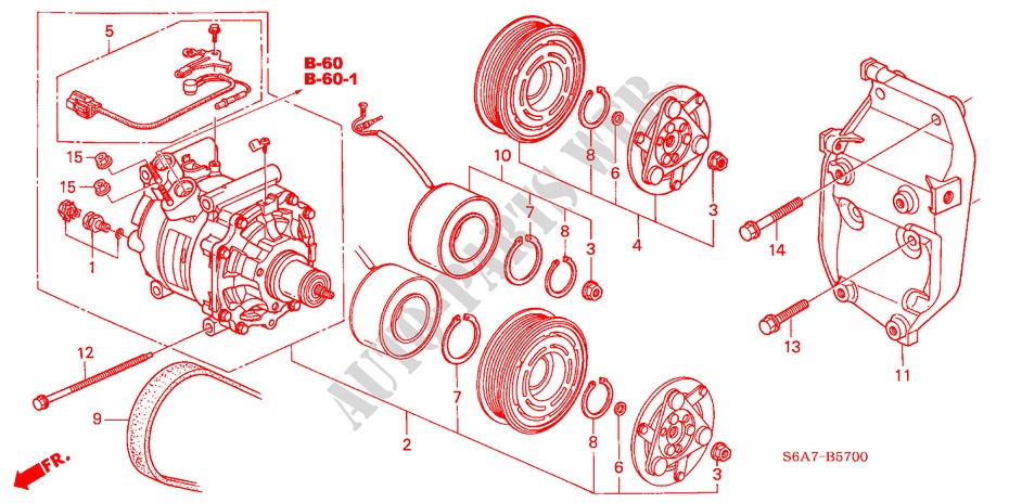AIR CONDITIONER (COMPRESS OR)(1.4L/1.5L/1.6L/1.7L) for Honda CIVIC 1.6LS 5 Doors 5 speed manual 2001
