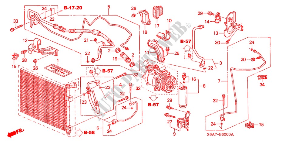 AIR CONDITIONER (HOSES/PI PES)(LH)(1) for Honda CIVIC 1.6LS 5 Doors 5 speed manual 2001
