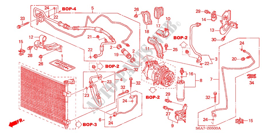 AIR CONDITIONER (HOSES/PI PES)(LH)(1.4L/1.6L) for Honda CIVIC 1.6LS 5 Doors 5 speed manual 2001