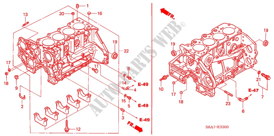 CYLINDER BLOCK (DIESEL) for Honda CIVIC 1.7S 5 Doors 5 speed manual 2004
