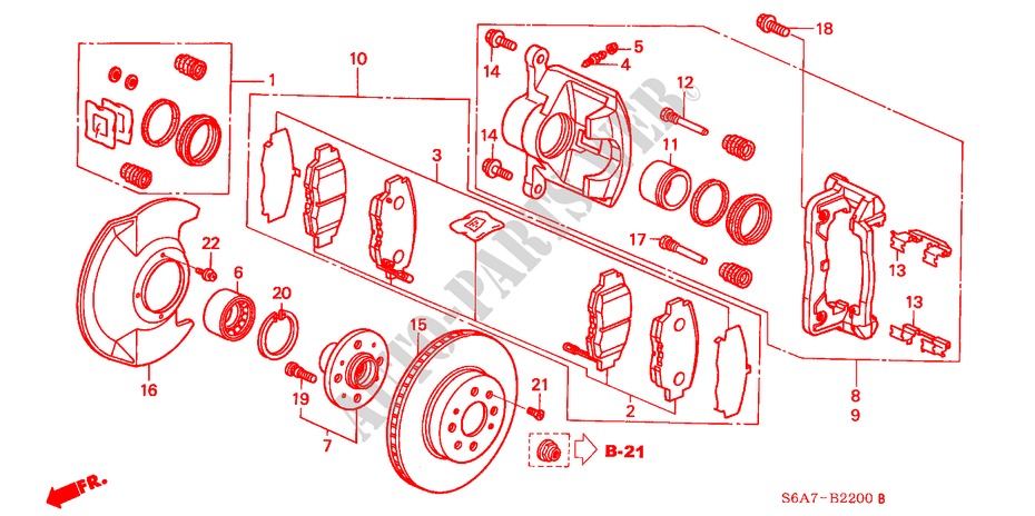 FRONT BRAKE (1) for Honda CIVIC 1.6LS 5 Doors 5 speed manual 2001