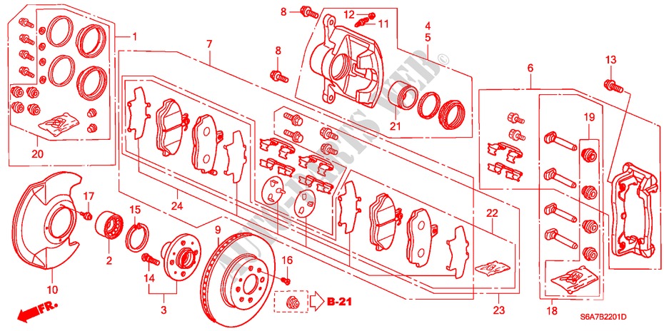FRONT BRAKE (2) for Honda CIVIC 1.4S 5 Doors 5 speed manual 2004