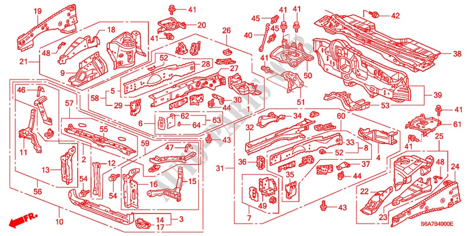 FRONT BULKHEAD/DASHBOARD for Honda CIVIC 1.6LS 5 Doors 5 speed manual 2001