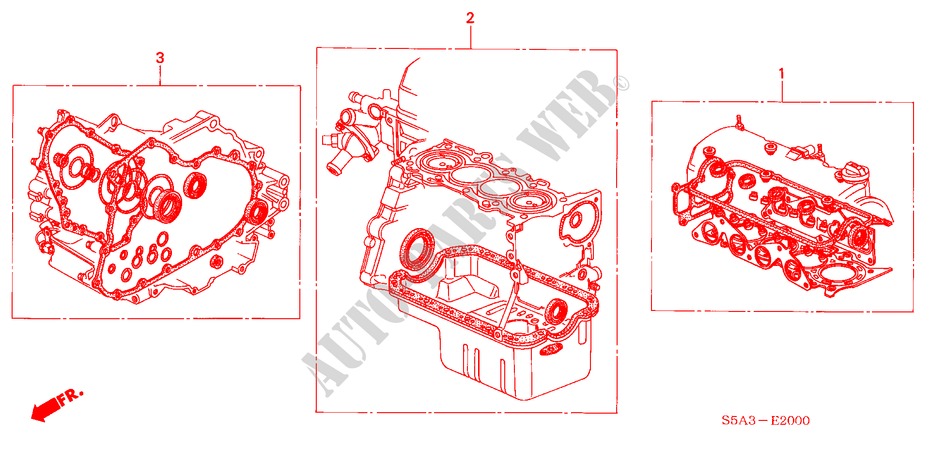 GASKET KIT (1.4L/1.5L/1.6 L/1.7L) for Honda CIVIC 1.6LS 5 Doors 5 speed manual 2001