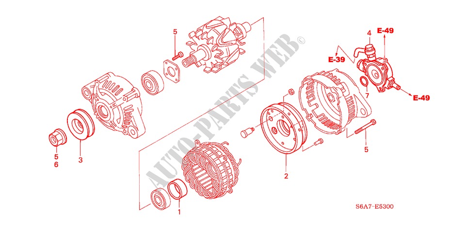 GENERATOR (COMPONENT PART S)(DIESEL) for Honda CIVIC 1.7S 5 Doors 5 speed manual 2004