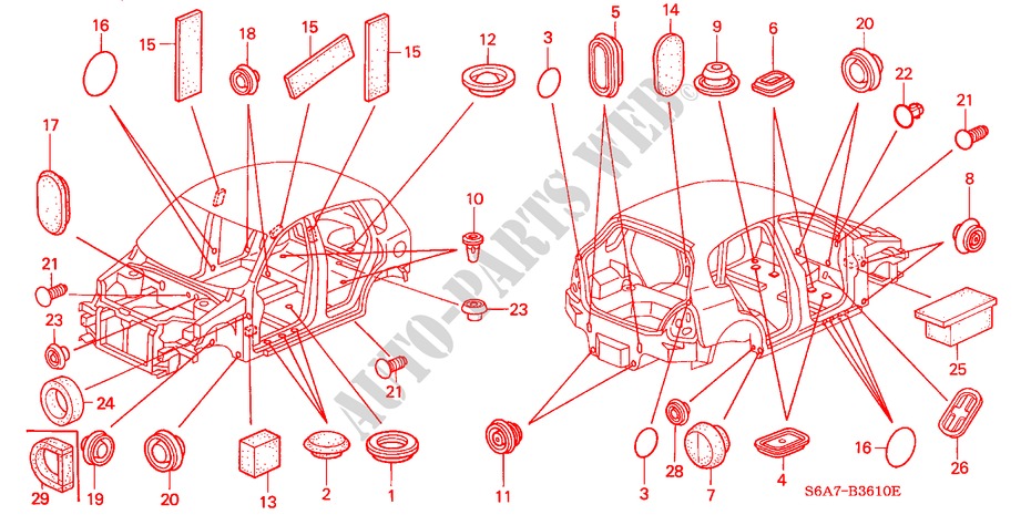 GROMMET for Honda CIVIC 1.6LS 5 Doors 5 speed manual 2001