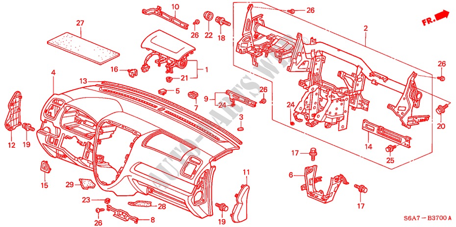INSTRUMENT PANEL (LH) for Honda CIVIC 1.6LS 5 Doors 5 speed manual 2001