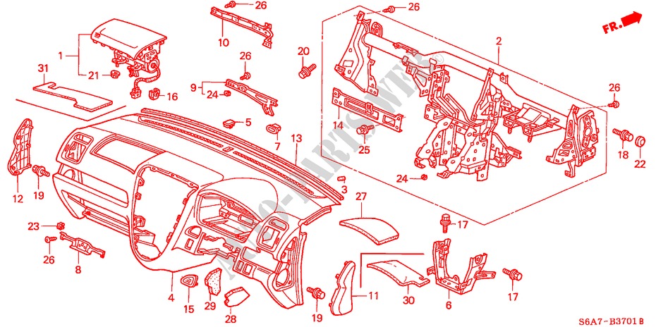 INSTRUMENT PANEL (RH) for Honda CIVIC 1.6S 5 Doors 5 speed manual 2002