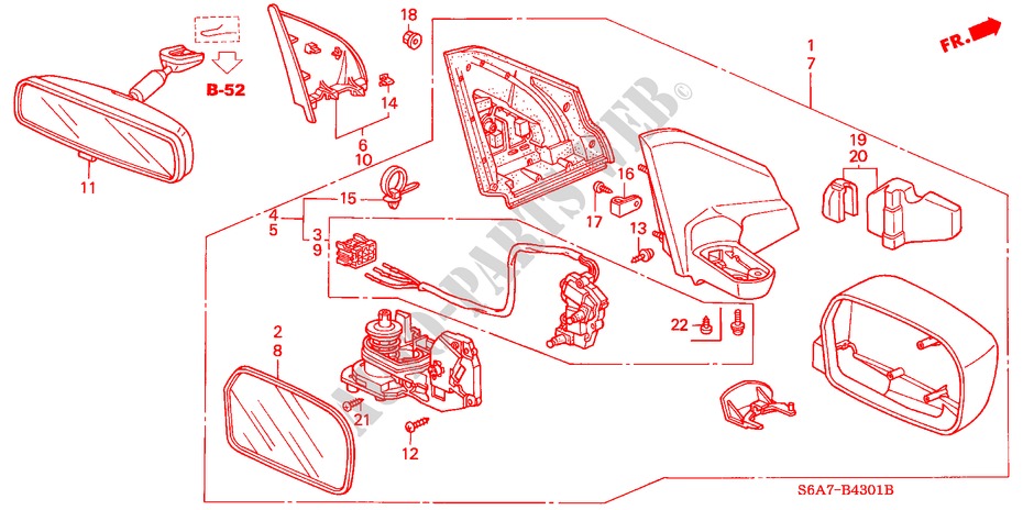 MIRROR (REMOTE CONTROL) (1) for Honda CIVIC 1.6LS 5 Doors 5 speed manual 2001