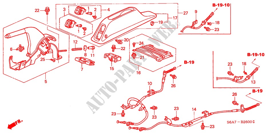PARKING BRAKE (1) for Honda CIVIC 1.6LS 5 Doors 5 speed manual 2001