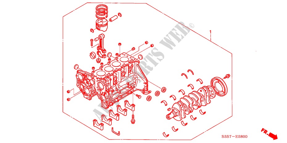 PARTIAL ENGINE (DIESEL) for Honda CIVIC 1.7S 5 Doors 5 speed manual 2004