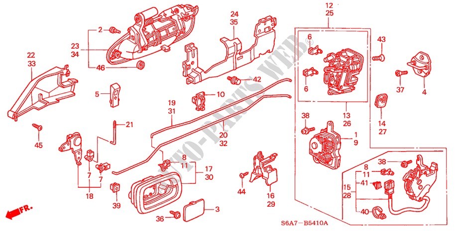 REAR DOOR LOCKS/OUTER HAN DLE for Honda CIVIC 1.7S 5 Doors 5 speed manual 2004