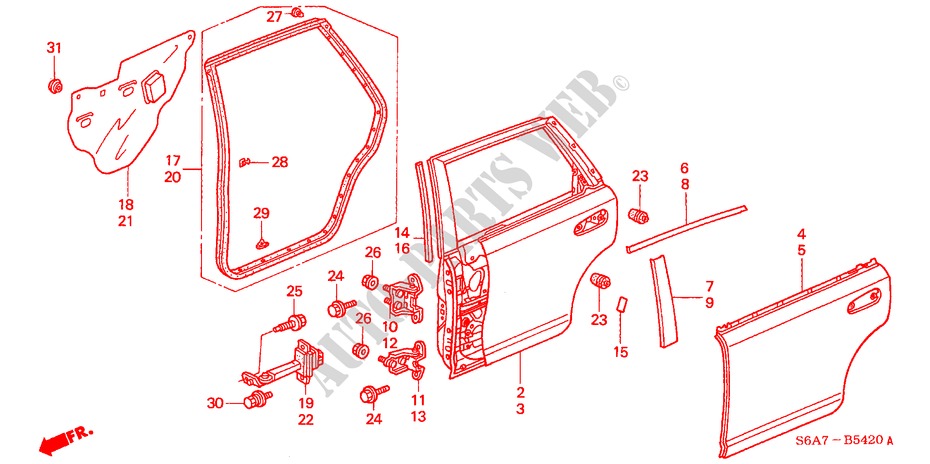REAR DOOR PANELS for Honda CIVIC 1.6LS 5 Doors 5 speed manual 2001