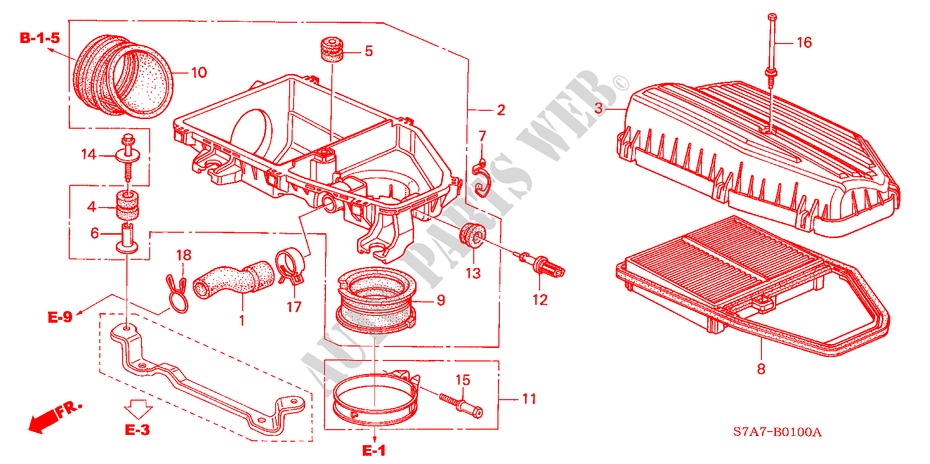 AIR CLEANER (1.7L) for Honda STREAM 1.7S 5 Doors 5 speed manual 2001