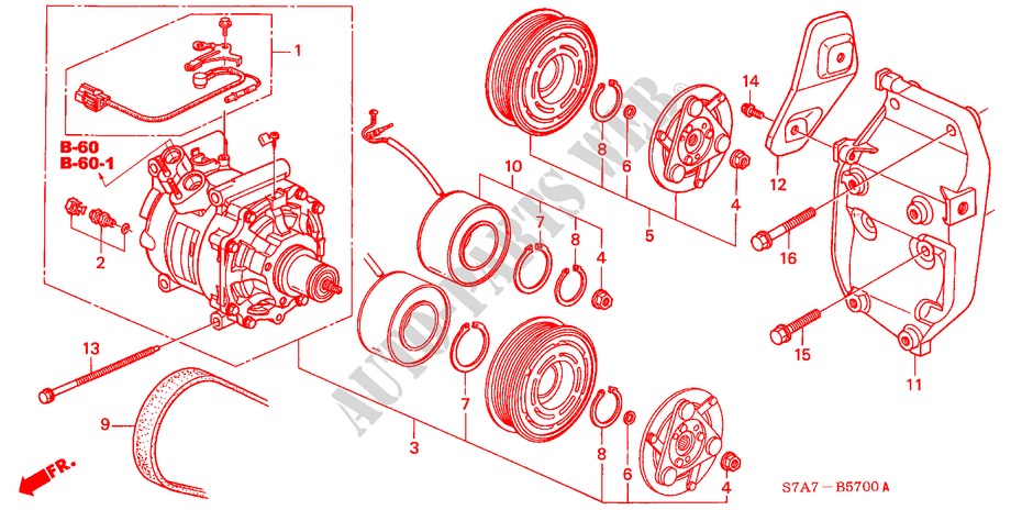 AIR CONDITIONER (COMPRESSOR) (1.7L) for Honda STREAM 1.7S 5 Doors 5 speed manual 2001