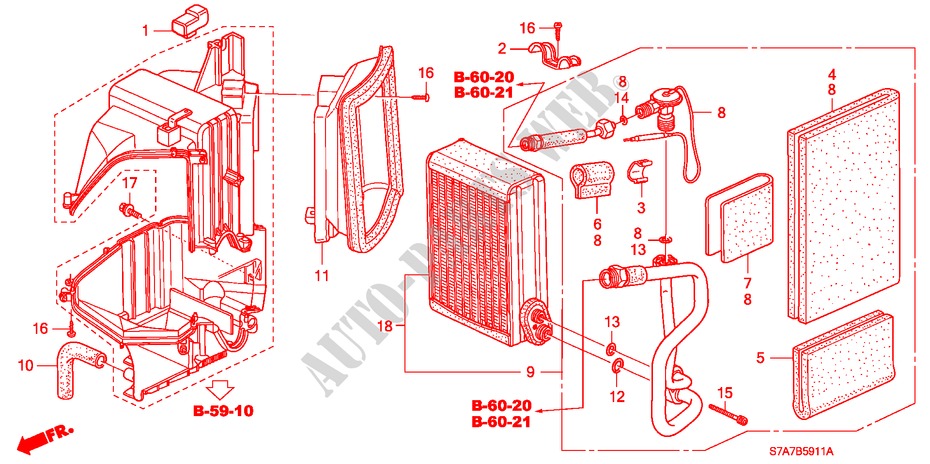 AIR CONDITIONER (REAR COOLER SHORT PARTS) for Honda STREAM 2.0ES 5 Doors 5 speed manual 2001