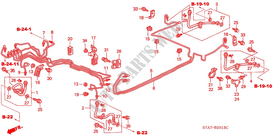 BRAKE LINES (ABS) (2.0L) (RH) for Honda STREAM 2.0SE        SPORT 5 Doors 5 speed automatic 2001